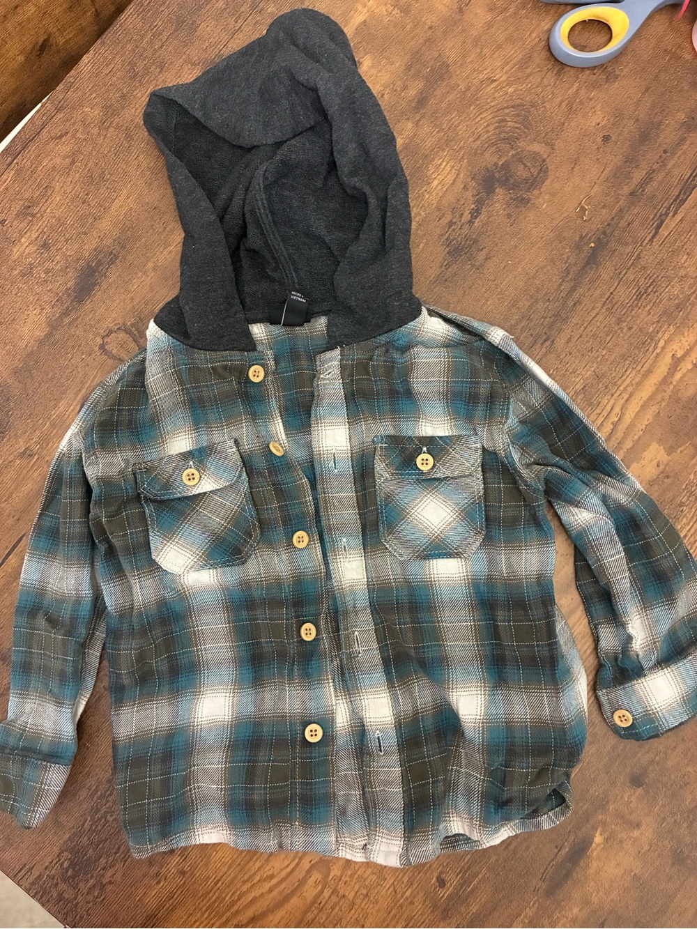 Art Class Boy’s 2T Plaid Hooded Button-Up Shirt Jacket